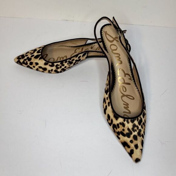 Sam Edelman Bianka Slingback Pump Heels Cheetah Print Designer Adjustable Womens - Picture 3 of 9